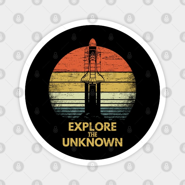 Explore The Unknown Rocket Space Science Curiosity Gift Magnet by RK Design